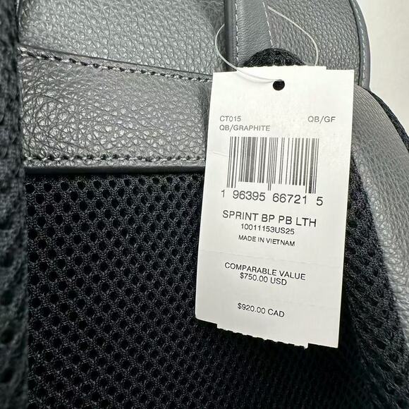 Coach Men's Sprint Backpack In Leather/Gunmetal/Graphite CT015 NWT - Picture 4 of 10